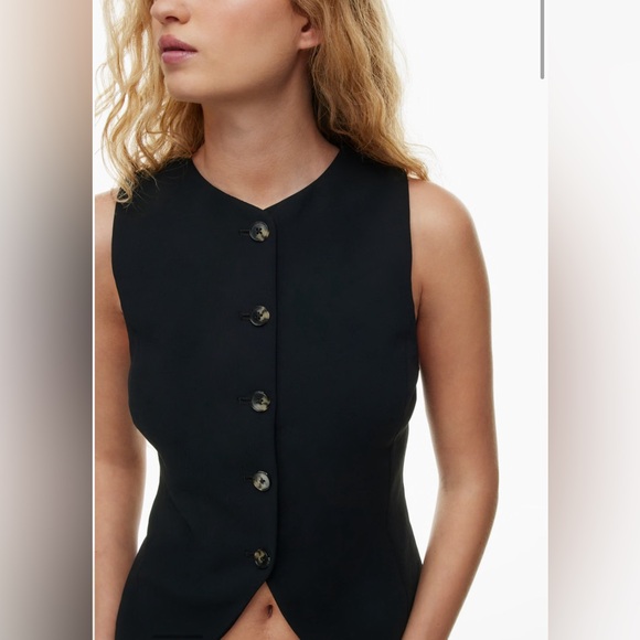 NWT Aritzia Wilfred Regal Vest Black Size 6 Slim-fit button-up - Picture 4 of 16